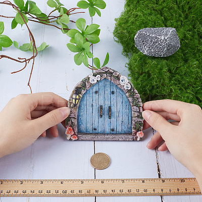 Wooden Fairy Door Sculpture DIY-WH0430-364-1