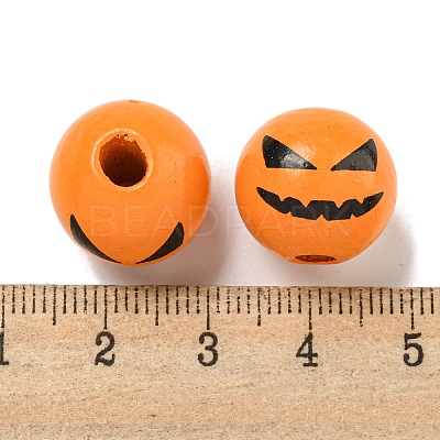 Printed Wood European Beads WOOD-G022-08A-13-1