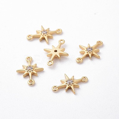 Brass Micro Pave Cubic Zirconia Links X-ZIRC-F081-20G-1