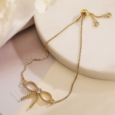 Brass Micro Pave Cubic Zirconia Silder Bracelets for Women BJEW-C070-01A-G-1