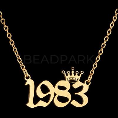Crown Birth Year 201 Stainless Steel Pendant Necklaces for Women FS-WG4E8F2-04-1