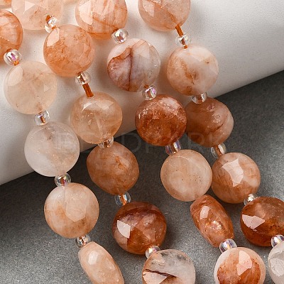 Natural Red Hematoid Quartz/Ferruginous Quartz Beads Strands G-D105-A04-1