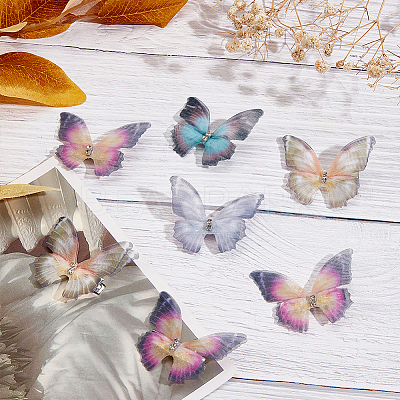 4Bags 4 Colors Cloth Butterfly Alligator Hair Clip FIND-CP0002-48-1
