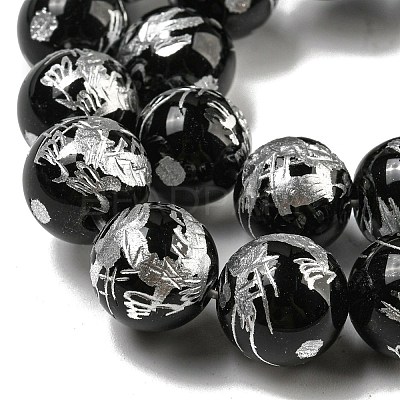 Natural Black Onyx Beads Strands G-C077-12mm-3B-1
