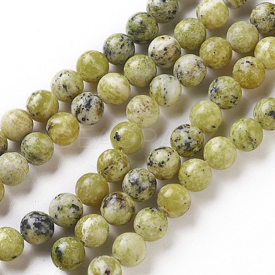 Natural Yellow Turquoise(Jasper) Beads Strands X-G-Q462-6mm-22-1