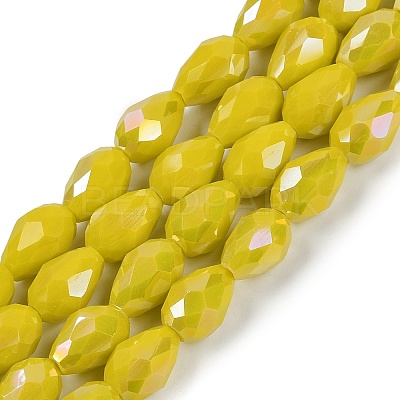 Opaque Solid Color Electroplate Glass Beads Strands EGLA-N013-P6mm-B06-1