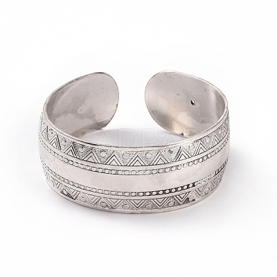 Bohemia Tibetan Style Alloy Thick Open Cuff Bangle for Women BJEW-E002-01AS-06-1