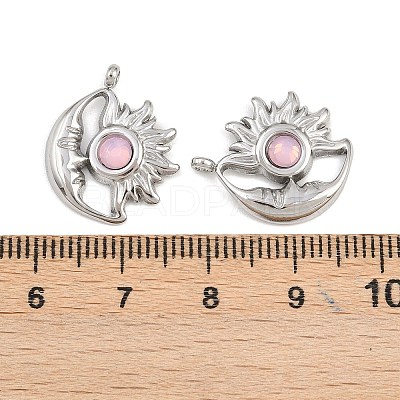 304 Stainless Steel Rhinestone Pendants STAS-Z166-24P-10-1