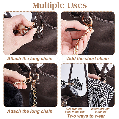 4Pcs Aluminium Bag Extender Chains & Pendant Decoration HJEW-FG00044-1