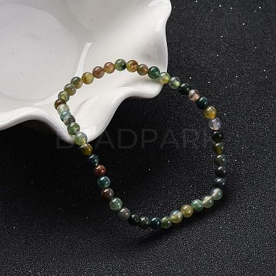 Natural Indian Agate Beaded Stretch Bracelets BJEW-A117-A-46-1