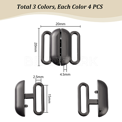 12Pcs 3 Colors Alloy Interlocking Clasps FIND-PH0021-43-1