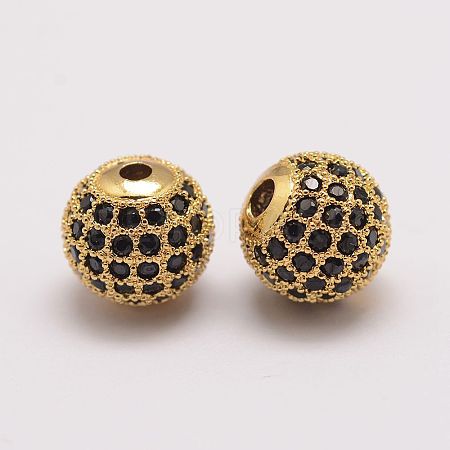 Brass Micro Pave Cubic Zirconia Beads LS-ZIRC-E110-06G-1