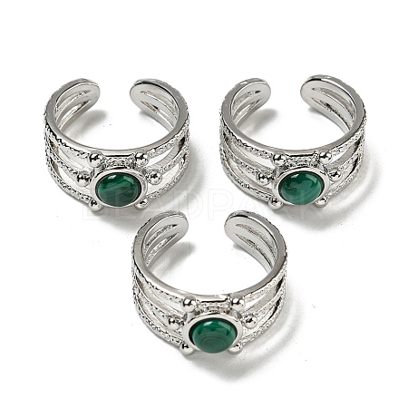 Natural Malachite Adjustable Rings RJEW-K269-10P-06-1