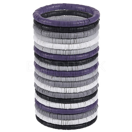Polymer Clay Heishi Surfer Stretch Bracelets Set BJEW-SW00124-1