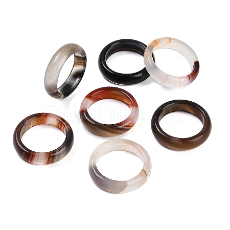 Dyed & Heated Natural Agate Finger Rings for Women RJEW-Z075-02C-1