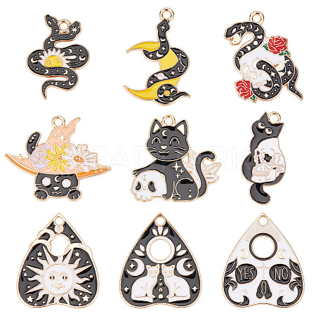 SUNNYCLUE 18Pcs 9 Style Alloy Enamel Pendants FIND-SC0003-77-1