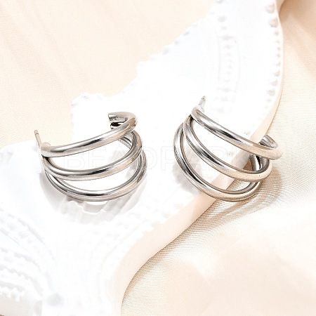Non-Tarnish 304 Stainless Steel C-shape Stud Earrings EJEW-G298-13A-P-1