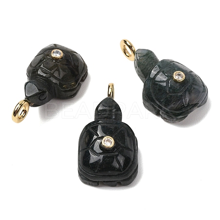 Natural Moss Agate Carved Pendants G-H357-03G-11-1