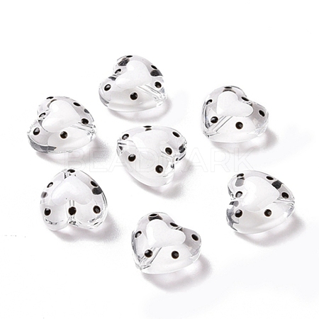 Glass Heart Beads GLAA-D005-01H-1