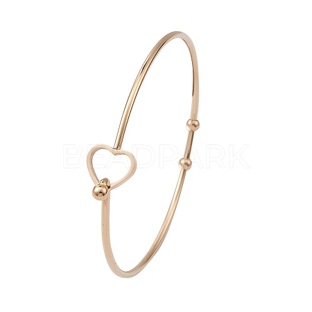 Stainless Steel Hollow Out Heart Bangle BJEW-YW0001-08G-1