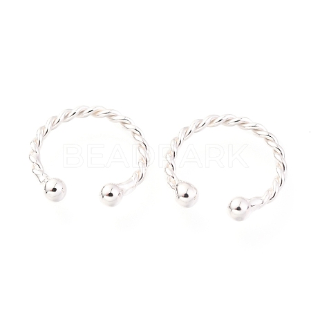 Rhodium Plated 925 Sterling Silver Cuff Earrings EJEW-H124-10P-1