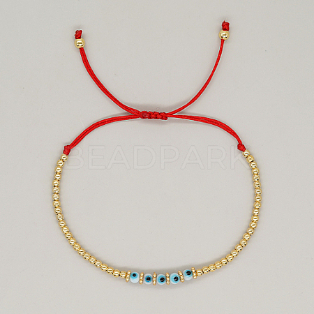 Adjustable Lampwork Evil Eye Braided Bead Bracelets MJ9955-01-1