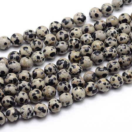 Natural Dalmatian Jasper Round Bead Strands X-G-J303-19-8mm-1