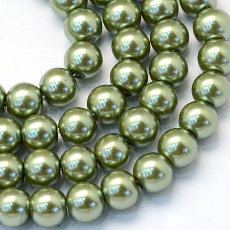 Baking Paint Pearlized Glass Pearl Round Bead Strands X-HY-Q003-10mm-49-1