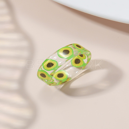 Summer Transparent Resin Fruit Pattern Finger Rings for Women WGF91BA-04-1