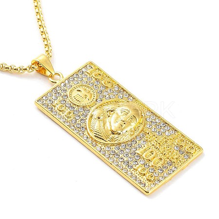 Golden Alloy Rhinestone Pendant Necklaces NJEW-P284-02G-1