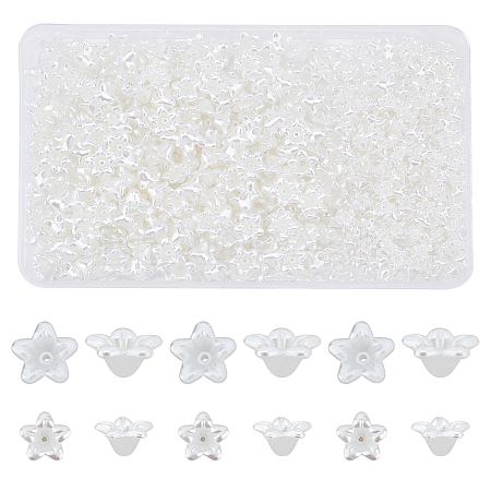 SUPERFINDINGS 600Pcs 2 Style Flower ABS Plastic Imitation Pearl Bead Caps OACR-FH0001-032-1