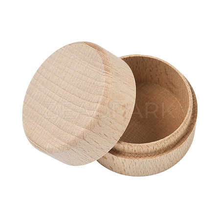 1Pc Round Beechwood Jewelry Storage Gift Box with Lid CON-YW0001-85-1