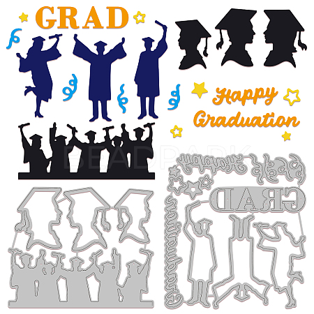 2Pcs 2 Styles Graduation Season Theme Carbon Steel Cutting Dies Stencils DIY-WH0309-878-1