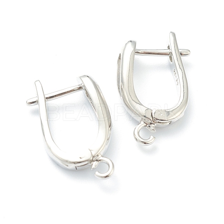 U Shape Brass Hoop Earring Findings with Latch Back Closure KK-J278-39P-1