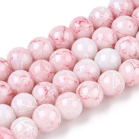 Drawbench Glass Round Beads GLAD-WH0001-01-17-1