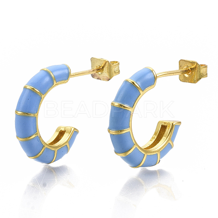 Brass Stud Earrings EJEW-S209-10B-1