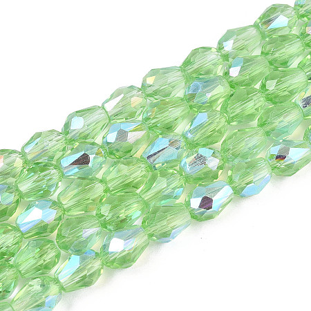 Transparent Electroplate Glass Beads Strands EGLA-N023-6x8mm-A08-1