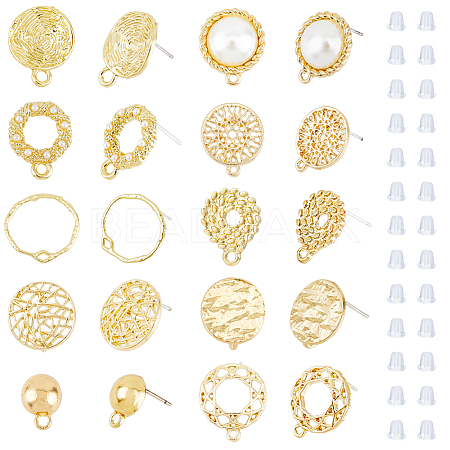 SUPERFINDINGS 40Pcs 10 Style Alloy Stud Earring Findings FIND-FH0005-73-1