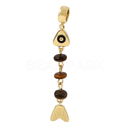 Brass Pave Cubic Zirconia Clear Cubic Zirconia & Natural Tiger Eye & Enamel European Dangle Charms GG-CBA3401-01G-A01-1