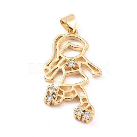 Rack Plating Brass Micro Pave Cubic Zirconia Pendants ZIRC-C035-15G-1