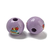 Printed Wood European Beads WOOD-L020-D17-2