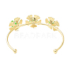 Alloy Flower with Imitation Pearl Beaded Open Cuff Bangle for Women BJEW-D054-02G-02-2