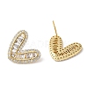 Heart Brass Micro Pave Cubic Zirconia Stud Earrings for Valentine's Day EJEW-F316-17G-2