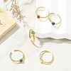 Gemstone Round 304 Stainless Steel Cuff Open Rings for Women RJEW-JR01063-1