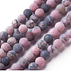 Frosted Natural Rhodonite Round Bead Strands X-G-E487-12-6mm-1