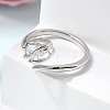 Brass Micro Pave Cubic Zirconia Cuff Open Rings for Women RJEW-L343-01P-02-3