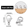 100Pcs 304 Stainless Steel Lobster Claw Clasps STAS-SC0007-12-2