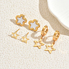3 Pairs Stainless Steel Flower & Hollow Star Earring Sets BQ9820-2