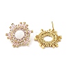 Pink Cubic Zirconia Sun Stud Earrings EJEW-Z019-24A-G-2