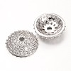 Apetalous Half Round/Dome Brass Micro Pave Cubic Zirconia Bead Caps ZIRC-D063-P-1